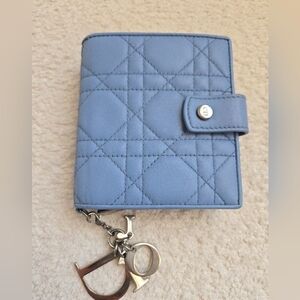 Christian Dior Cannage Lady Dior Eden Leather Wallet Blue